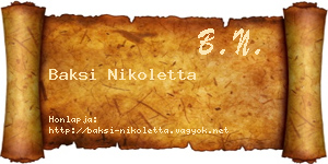 Baksi Nikoletta névjegykártya